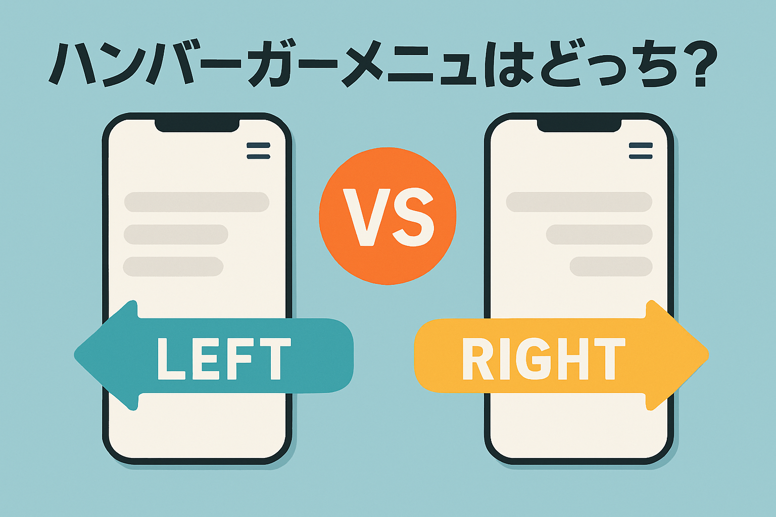 スマホ画面のハンバーガーメニューは右？左？