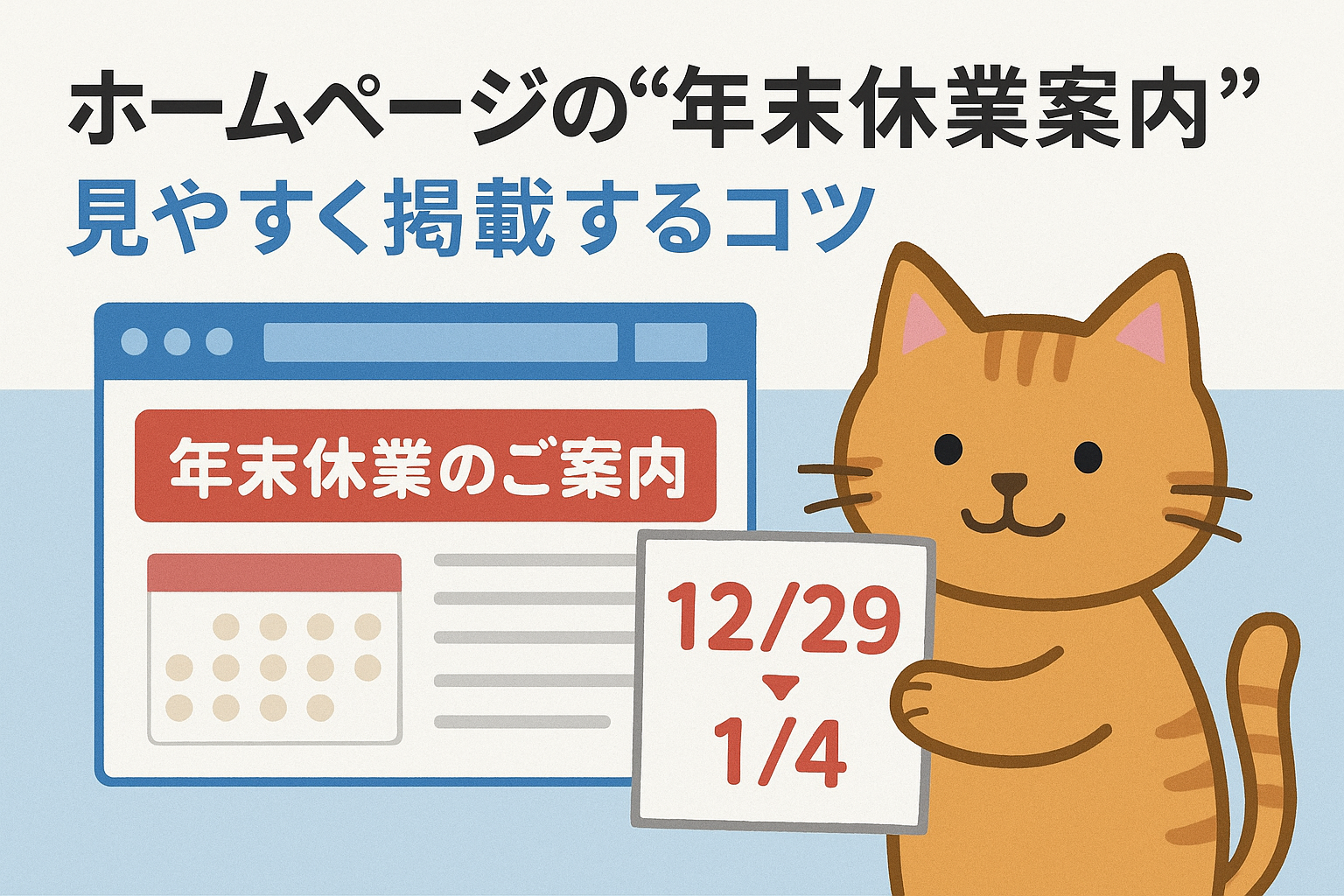 ホームページの“年末休業案内”を見やすく掲載するコツ