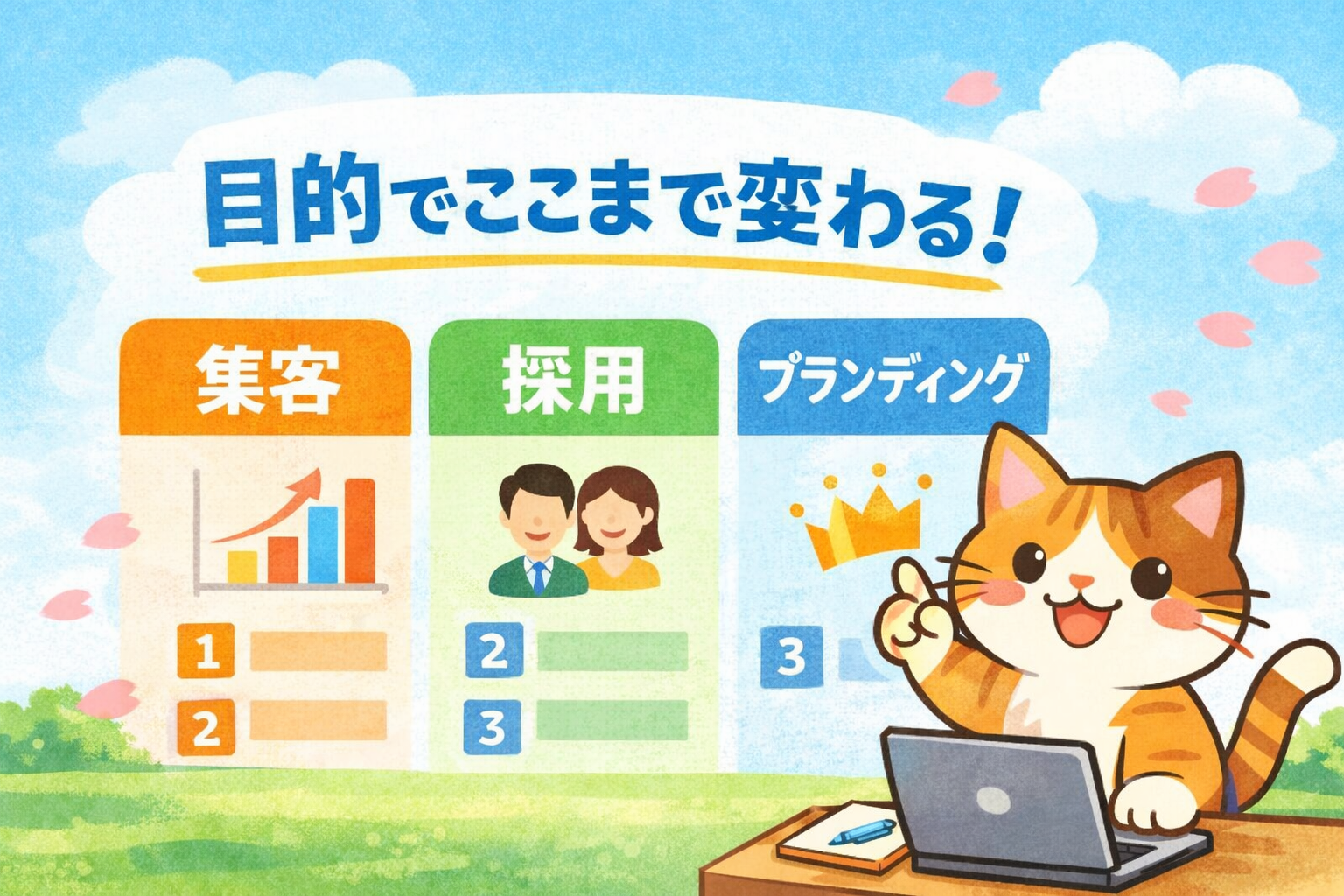 問い合わせを増やしたい？採用を強化したい？ - 目的が違えばホームページの設計はここまで変わる