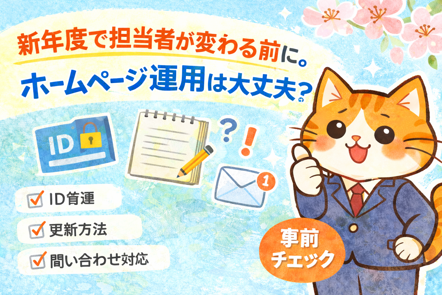 新年度で担当者が変わる前に - ホームページ運用で整理しておきたいこと
