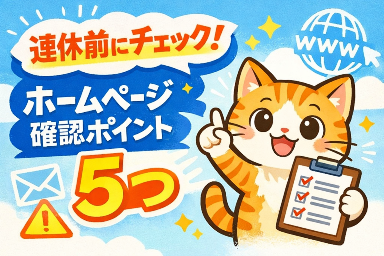 連休前にやっておかないと危険？ - ホームページの最低限チェックリスト5選